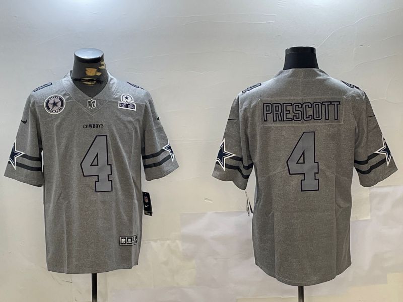 Men Dallas Cowboys #4 Prescott Grey Throwback 2024 Nike Limited NFL Jersey style 4->dallas cowboys->NFL Jersey